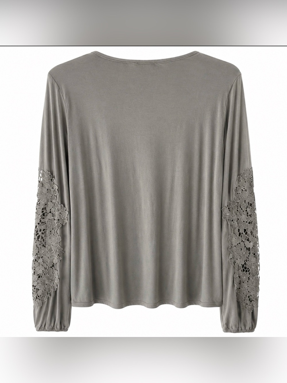 Cable & Gauge Sage Green Soft Knit Blouse with Lace Sleeve M Beautiful - Picture 5 of 6